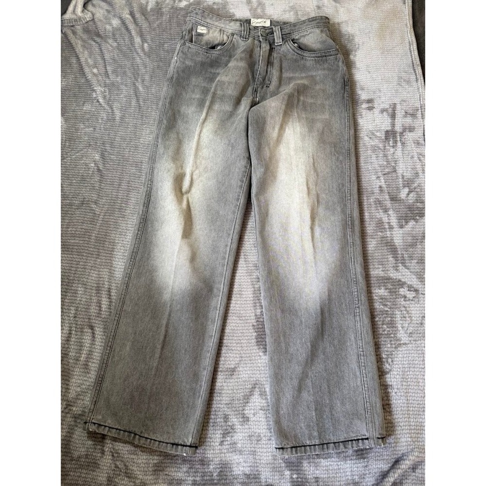 Vintage Enyce Baggy Jeans Grey Faded Wash Wide Leg Hip Hop Denim Size 32x32.